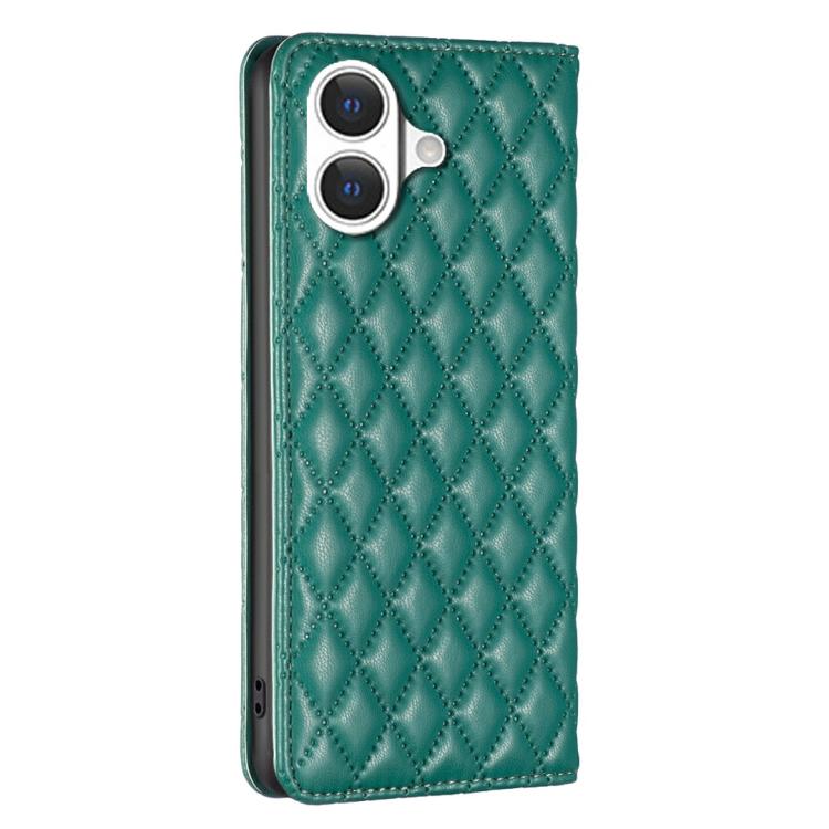 For iPhone 17 Diamond Lattice Magnetic Leather Flip Phone Case