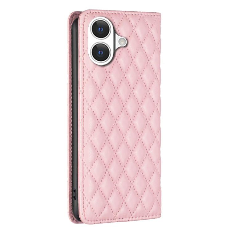 For iPhone 17 Diamond Lattice Magnetic Leather Flip Phone Case