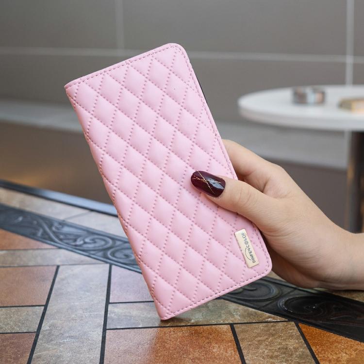 For iPhone 17 Diamond Lattice Magnetic Leather Flip Phone Case