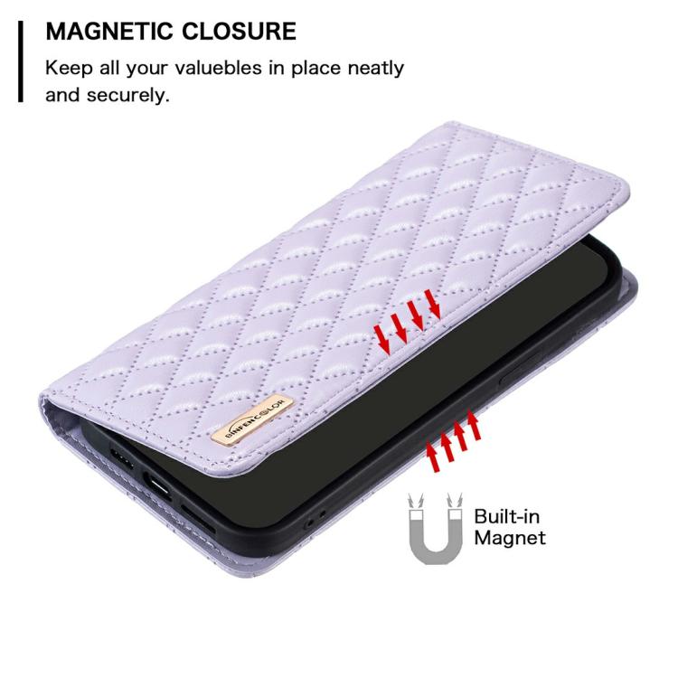 For iPhone 17 Diamond Lattice Magnetic Leather Flip Phone Case