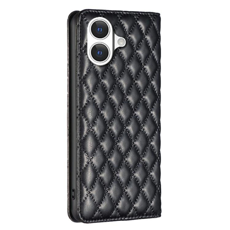 For iPhone 17 Diamond Lattice Magnetic Leather Flip Phone Case