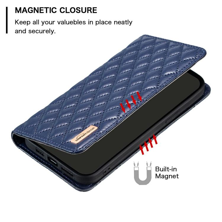 For iPhone Air Diamond Lattice Magnetic Leather Flip Phone Case