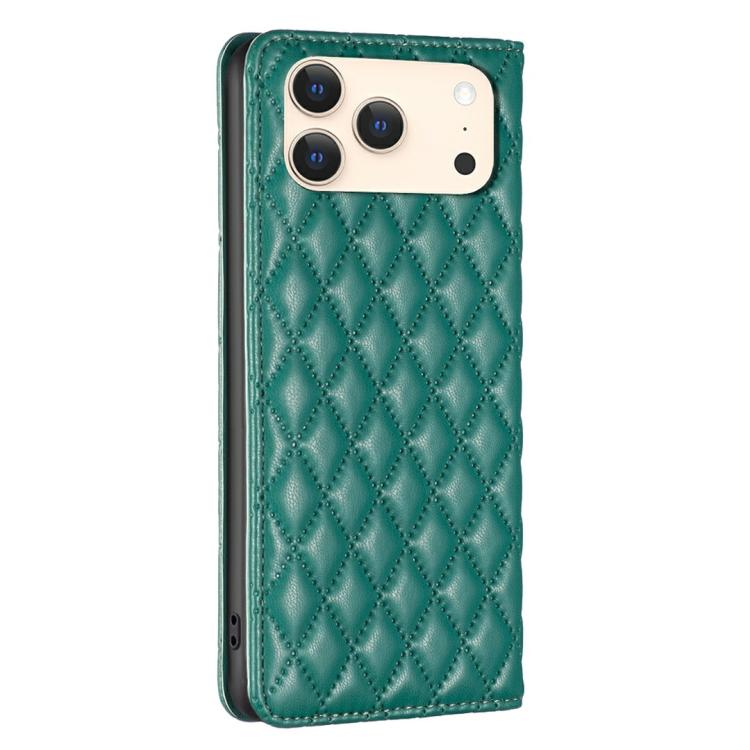For iPhone 17 Pro Max Diamond Lattice Magnetic Leather Flip Phone Case