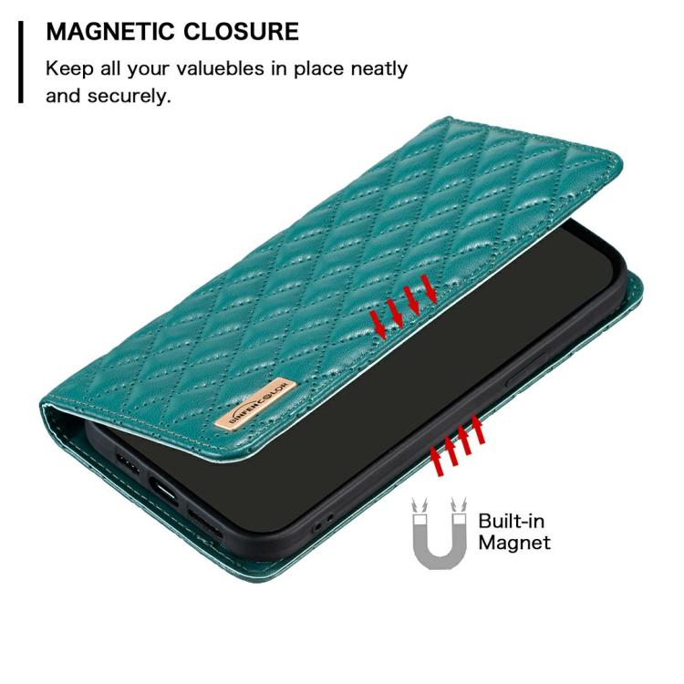 For iPhone 17 Pro Max Diamond Lattice Magnetic Leather Flip Phone Case