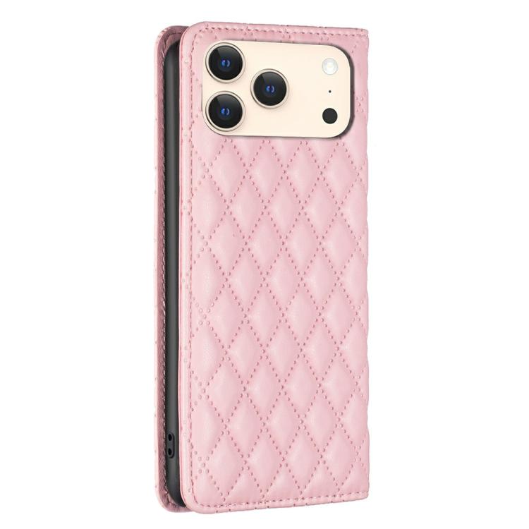 For iPhone 17 Pro Max Diamond Lattice Magnetic Leather Flip Phone Case
