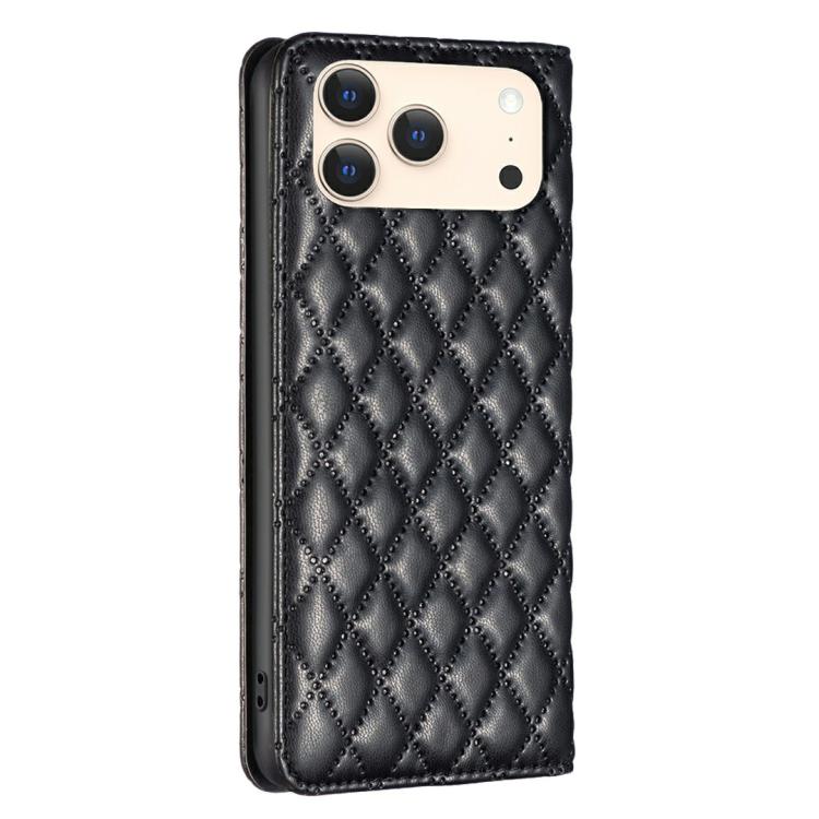 For iPhone 17 Pro Max Diamond Lattice Magnetic Leather Flip Phone Case