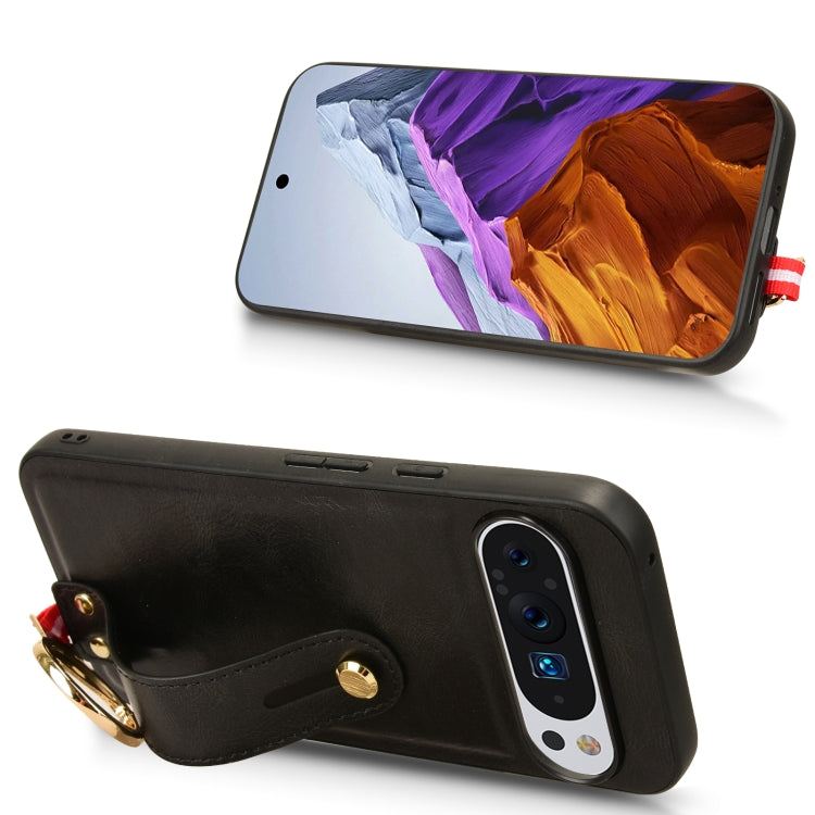 For Google Pixel 9 Pro XL Wristband Leather Back Phone Case