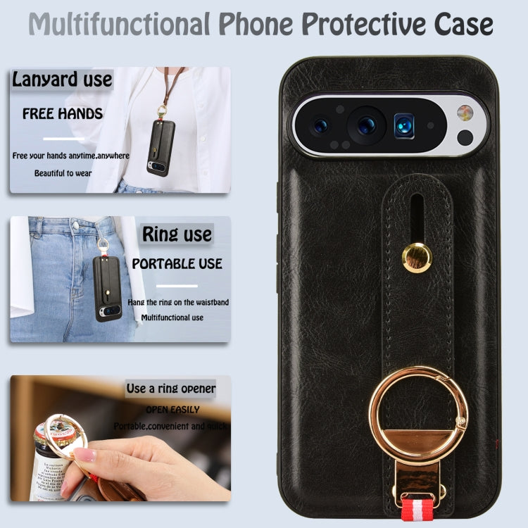 For Google Pixel 9 Pro XL Wristband Leather Back Phone Case