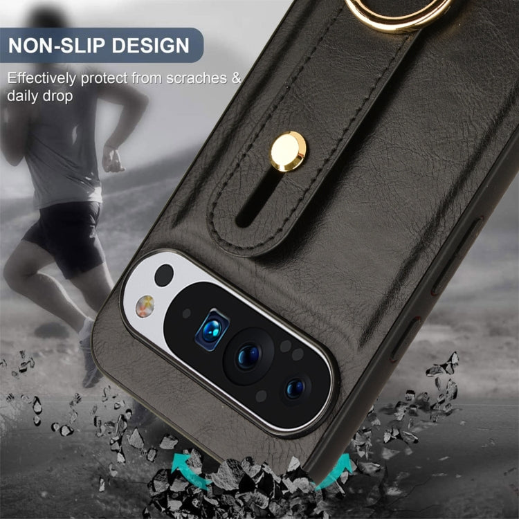 For Google Pixel 9 Pro XL Wristband Leather Back Phone Case