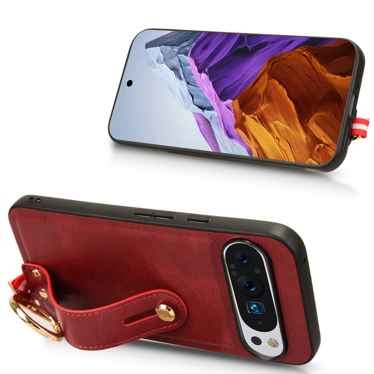 For Google Pixel 9 Pro XL Wristband Leather Back Phone Case