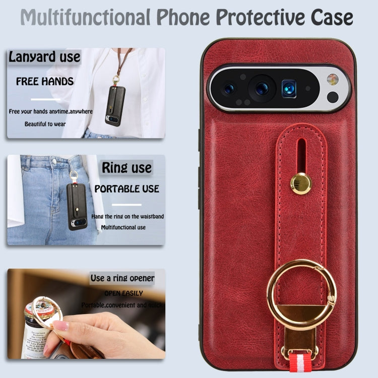 For Google Pixel 9 Pro XL Wristband Leather Back Phone Case