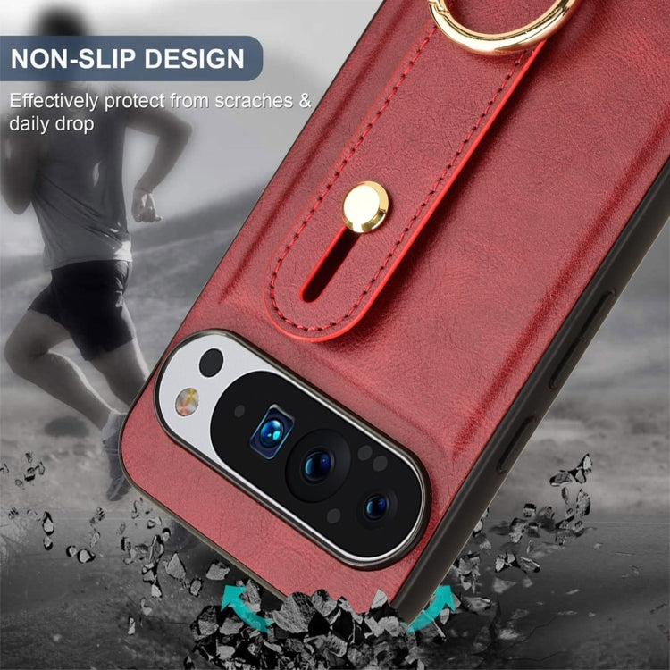 For Google Pixel 9 Pro XL Wristband Leather Back Phone Case