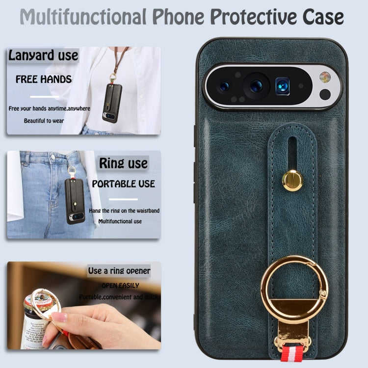 For Google Pixel 9 Pro XL Wristband Leather Back Phone Case