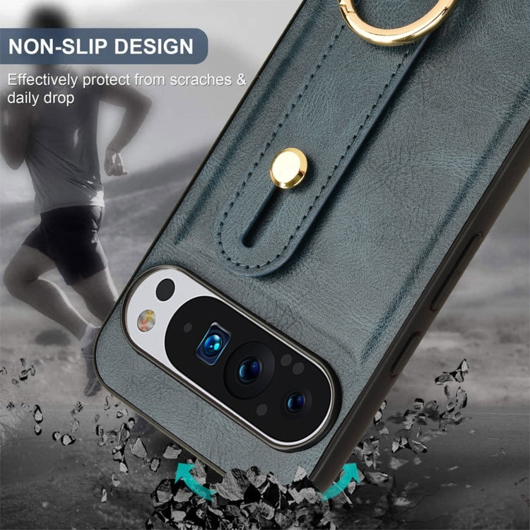 For Google Pixel 9 Pro XL Wristband Leather Back Phone Case