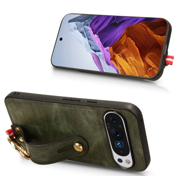 For Google Pixel 9 Pro XL Wristband Leather Back Phone Case