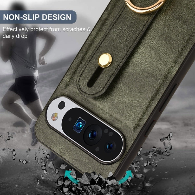 For Google Pixel 9 Pro XL Wristband Leather Back Phone Case