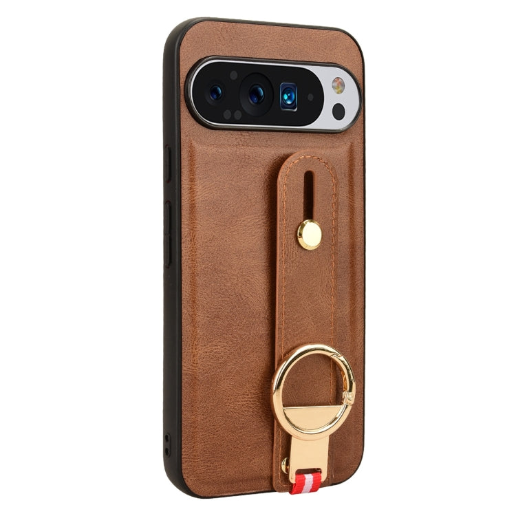 For Google Pixel 9 Pro XL Wristband Leather Back Phone Case