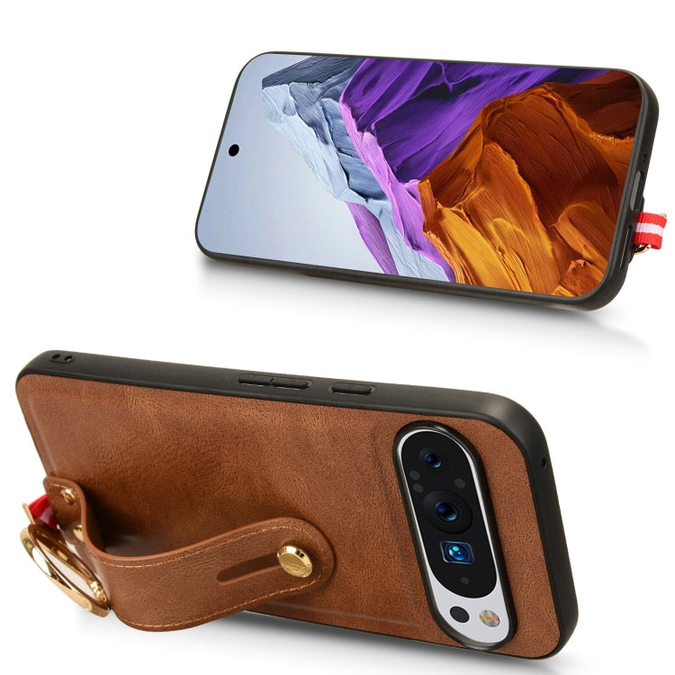 For Google Pixel 9 Pro XL Wristband Leather Back Phone Case