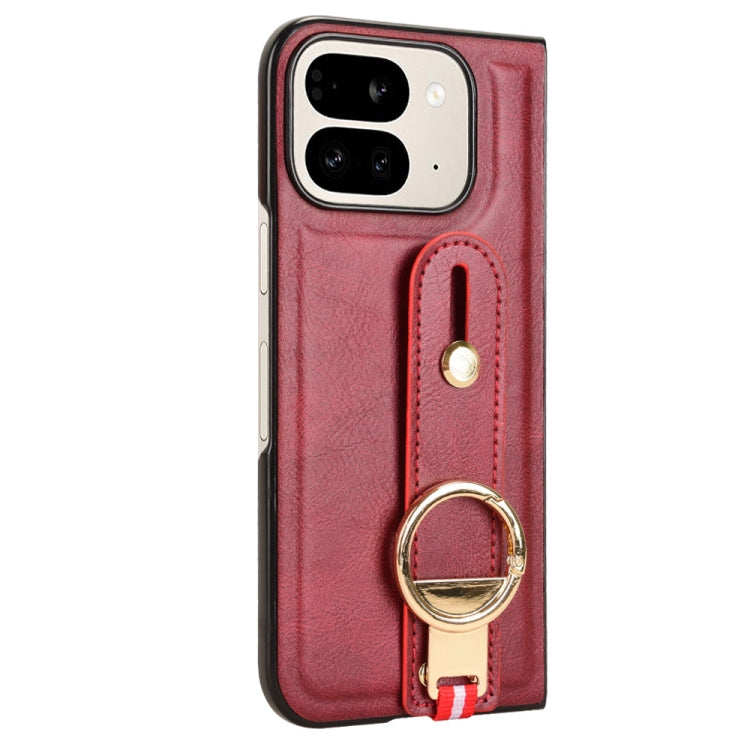 For Google Pixel 9 Pro Fold Wristband Leather Back Phone Case