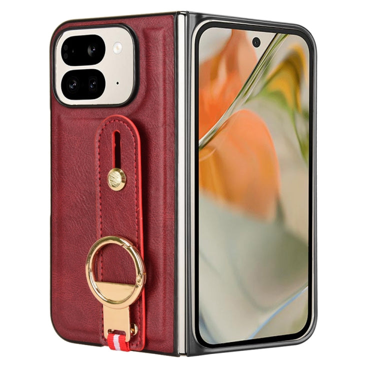 For Google Pixel 9 Pro Fold Wristband Leather Back Phone Case
