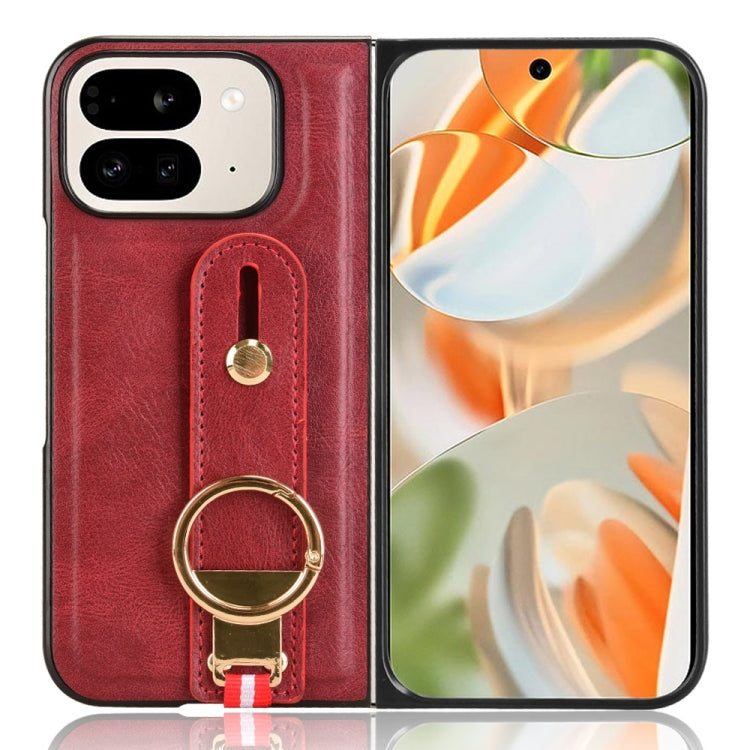 For Google Pixel 9 Pro Fold Wristband Leather Back Phone Case