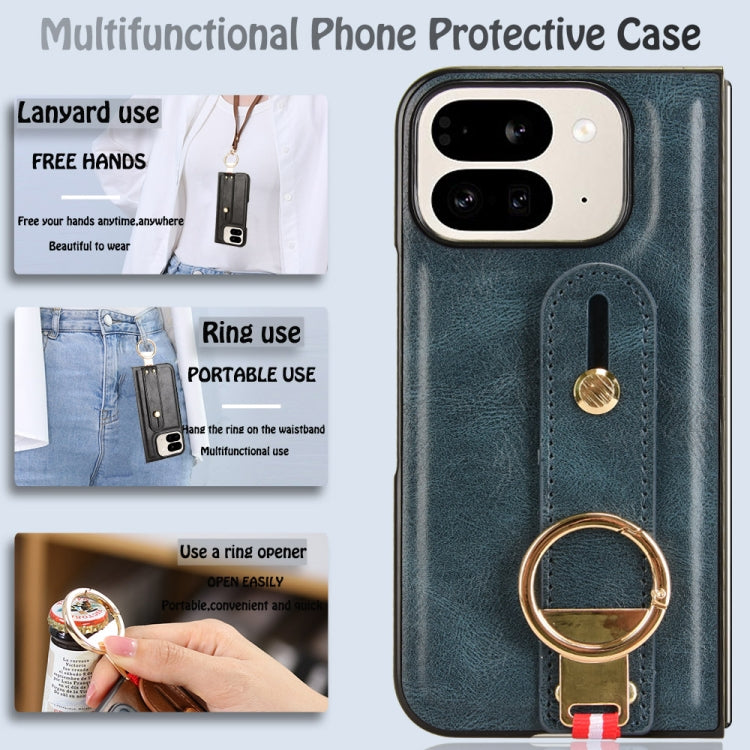 For Google Pixel 9 Pro Fold Wristband Leather Back Phone Case