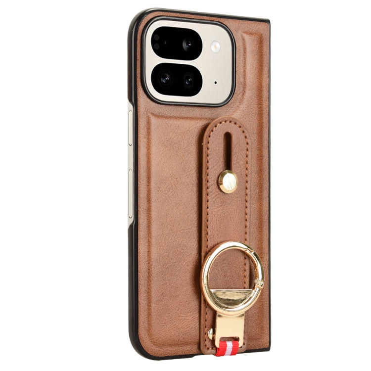 For Google Pixel 9 Pro Fold Wristband Leather Back Phone Case