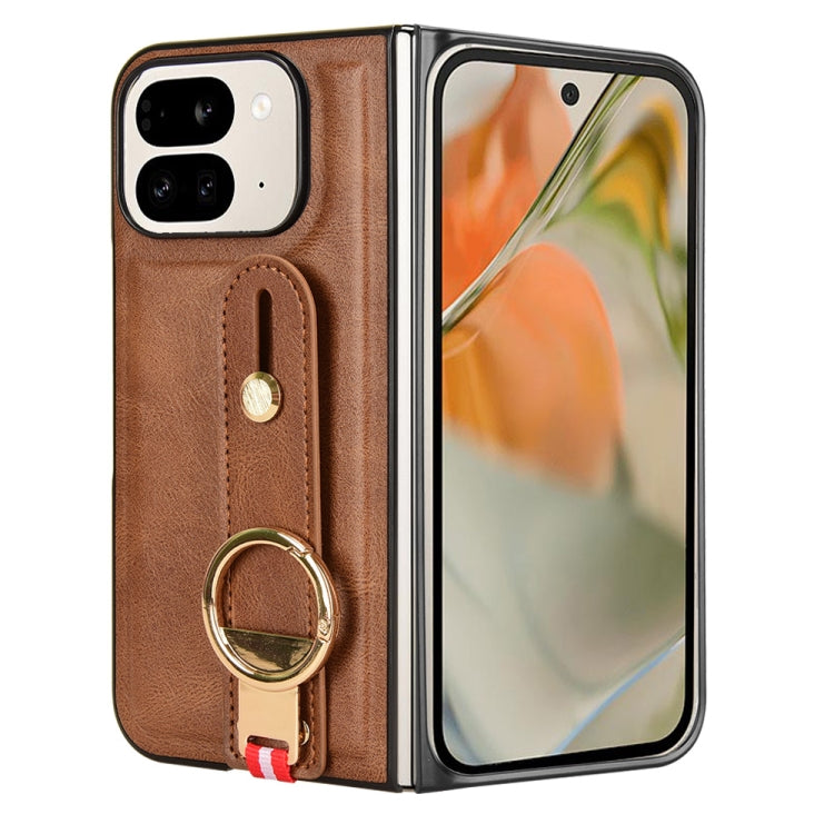 For Google Pixel 9 Pro Fold Wristband Leather Back Phone Case