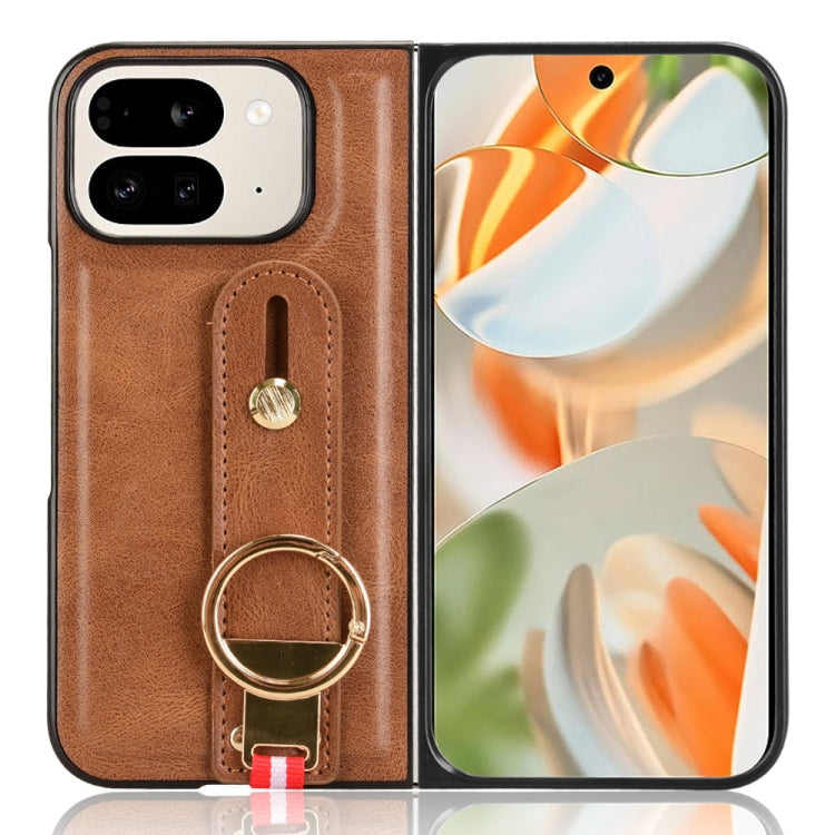 For Google Pixel 9 Pro Fold Wristband Leather Back Phone Case