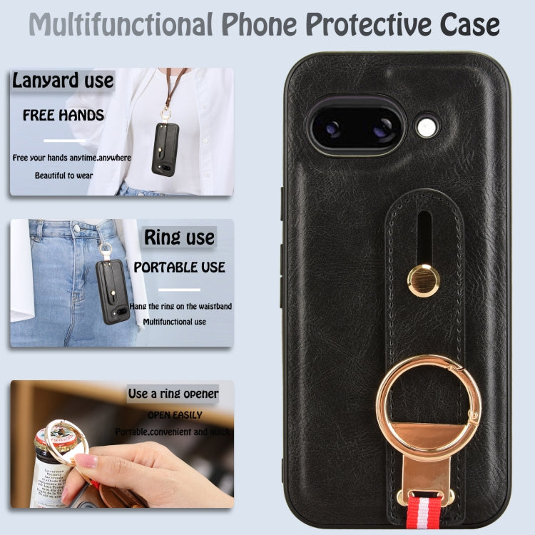 For Google Pixel 9a Wristband Leather Back Phone Case