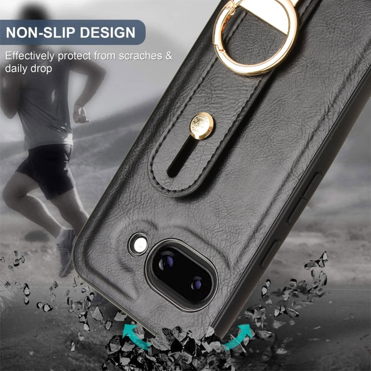 For Google Pixel 9a Wristband Leather Back Phone Case