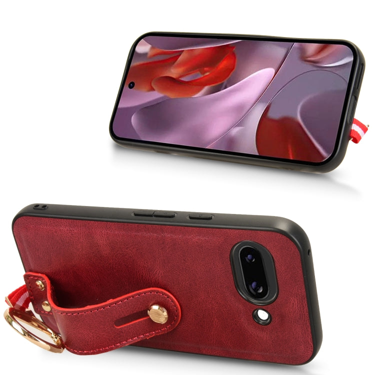 For Google Pixel 9a Wristband Leather Back Phone Case