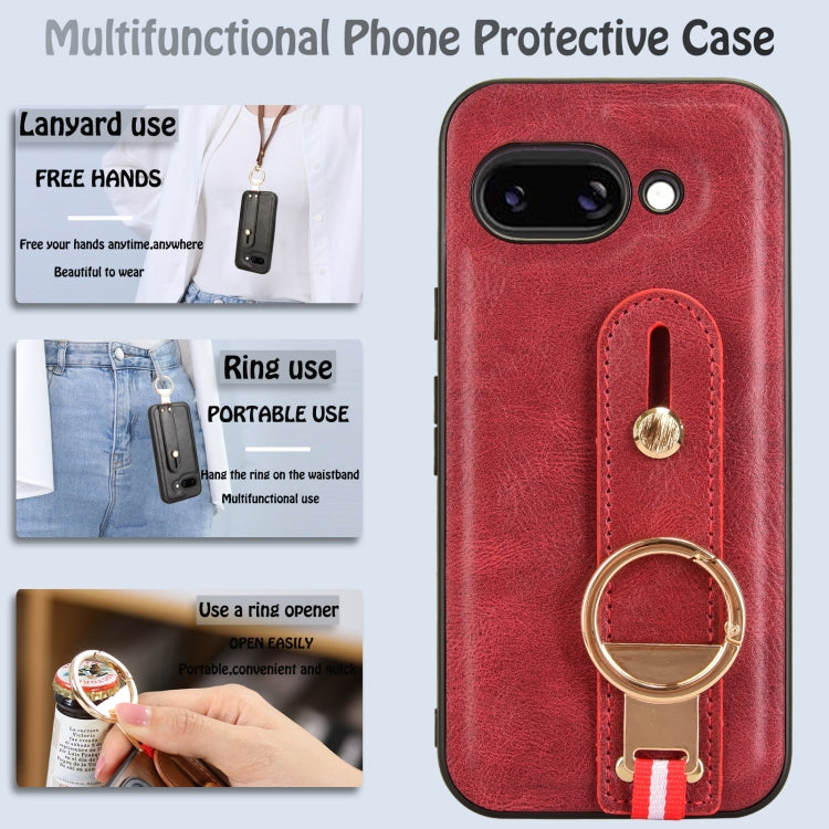 For Google Pixel 9a Wristband Leather Back Phone Case