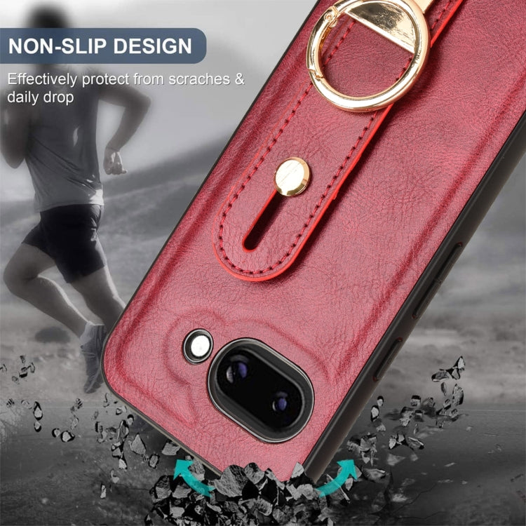 For Google Pixel 9a Wristband Leather Back Phone Case