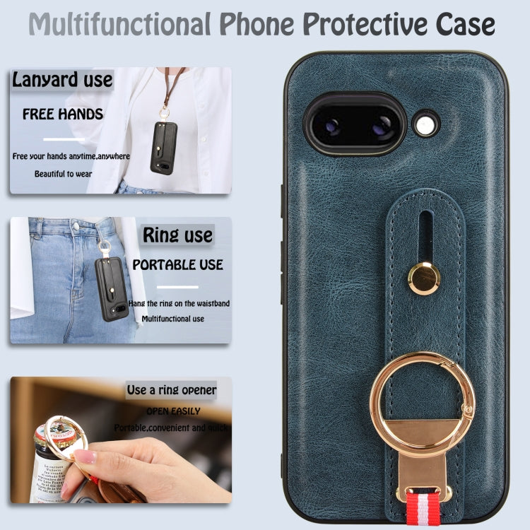 For Google Pixel 9a Wristband Leather Back Phone Case