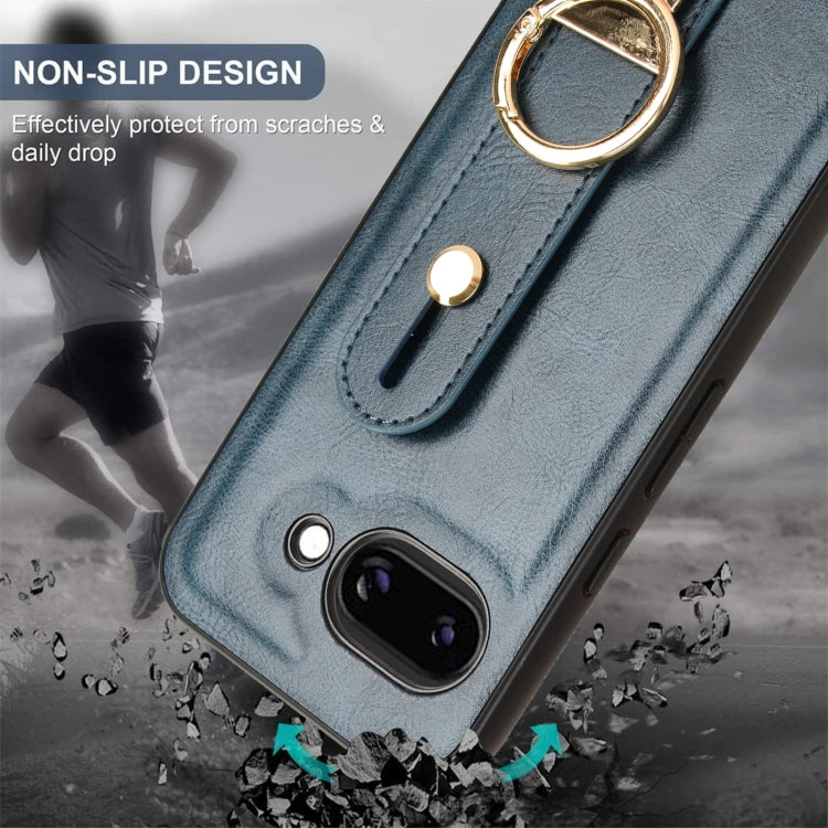 For Google Pixel 9a Wristband Leather Back Phone Case