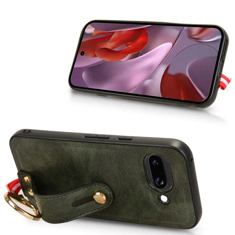 For Google Pixel 9a Wristband Leather Back Phone Case