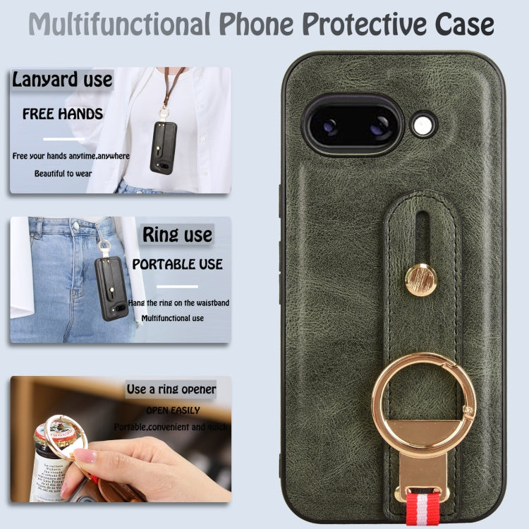 For Google Pixel 9a Wristband Leather Back Phone Case