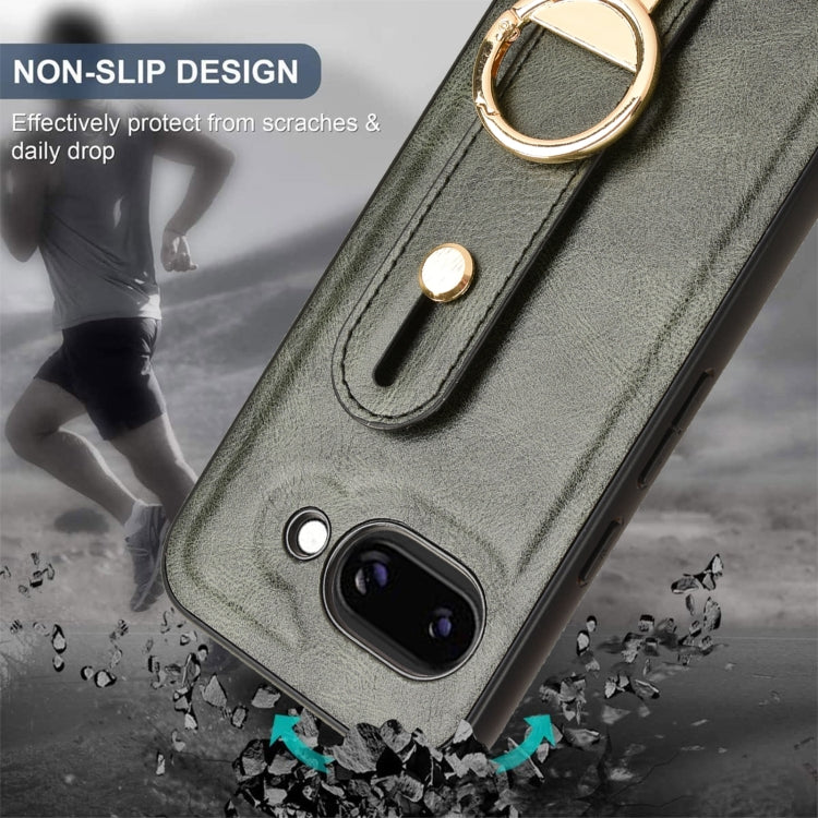 For Google Pixel 9a Wristband Leather Back Phone Case