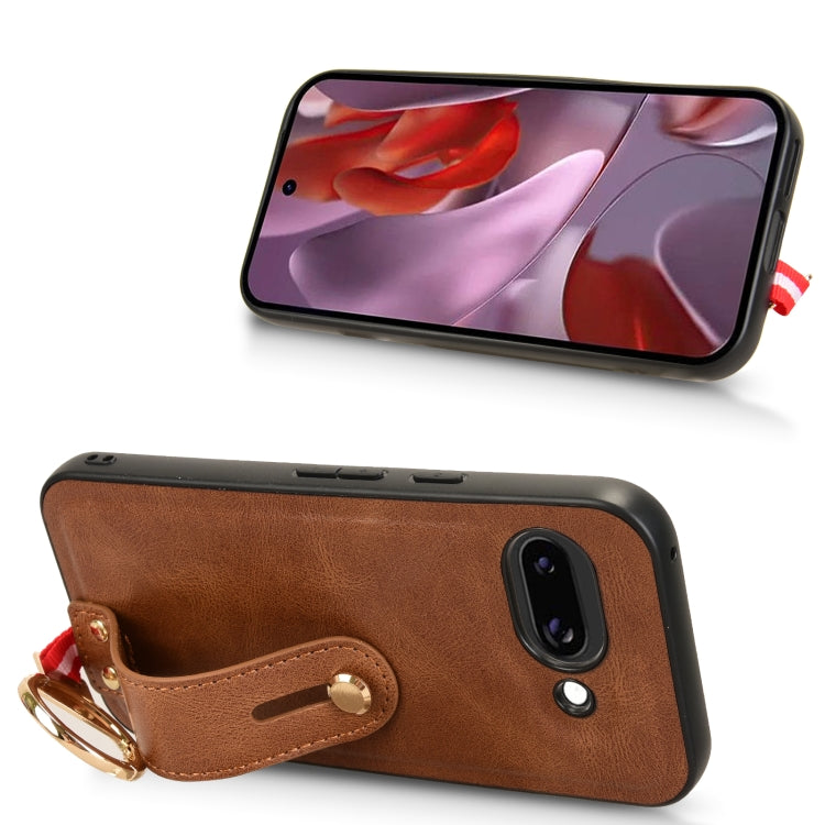 For Google Pixel 9a Wristband Leather Back Phone Case