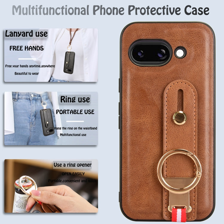 For Google Pixel 9a Wristband Leather Back Phone Case