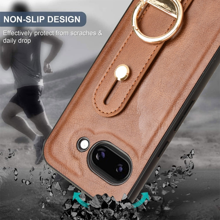 For Google Pixel 9a Wristband Leather Back Phone Case