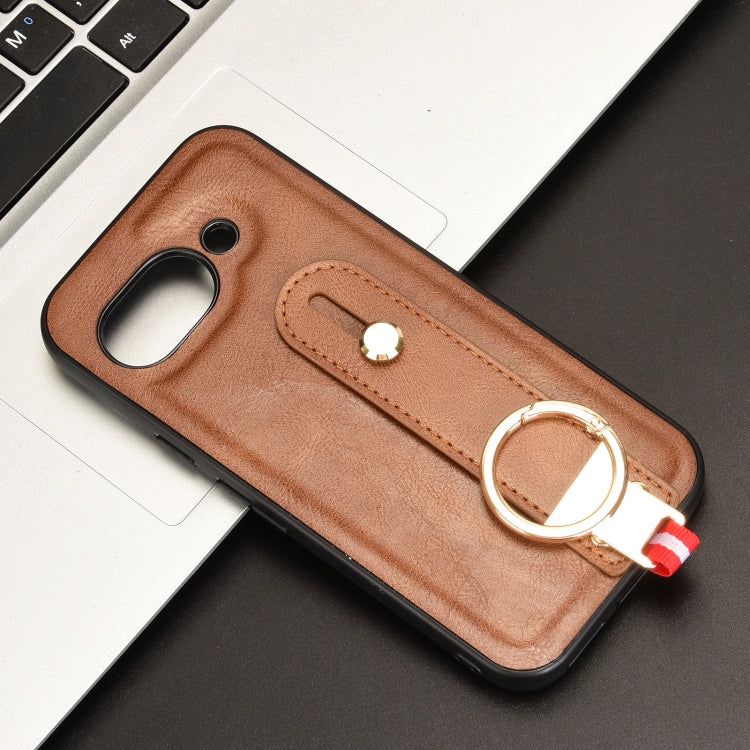 For Google Pixel 9a Wristband Leather Back Phone Case