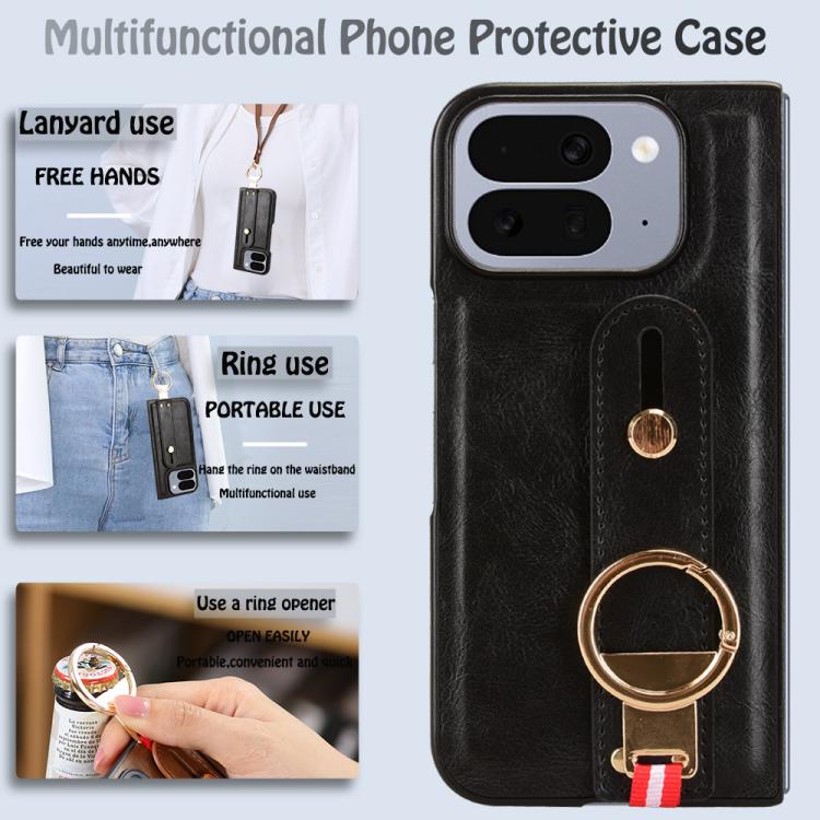 For Google Pixel 10 Pro Fold Wristband Leather Back Phone Case
