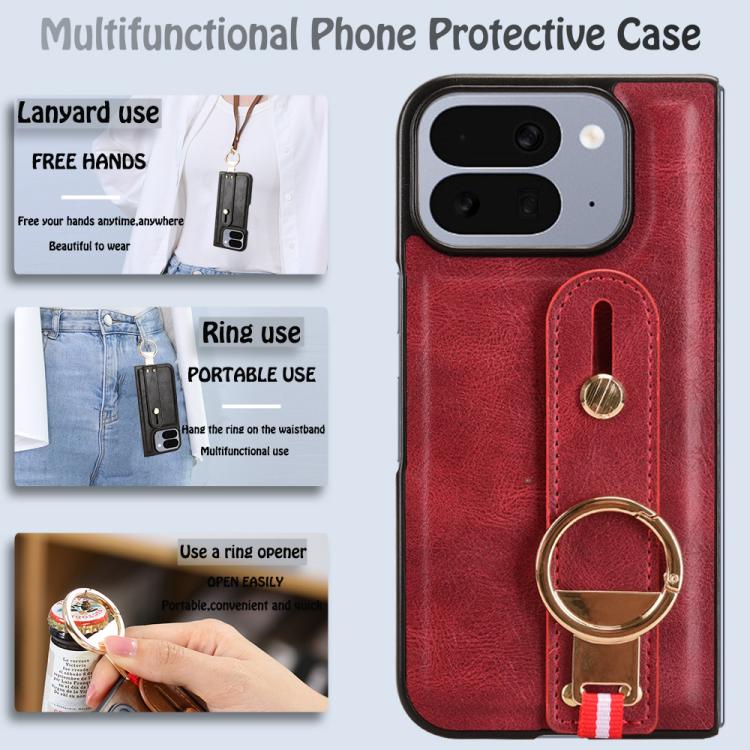 For Google Pixel 10 Pro Fold Wristband Leather Back Phone Case
