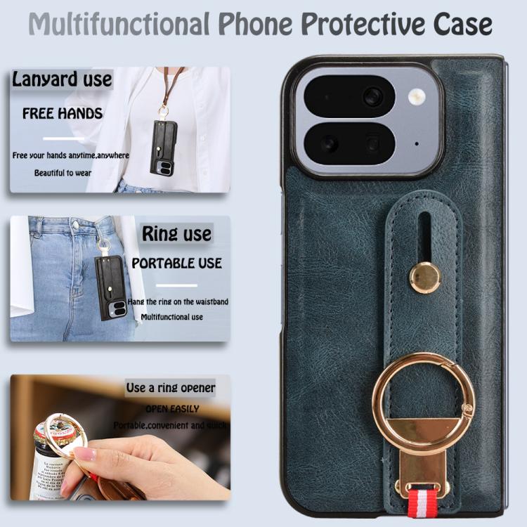 For Google Pixel 10 Pro Fold Wristband Leather Back Phone Case