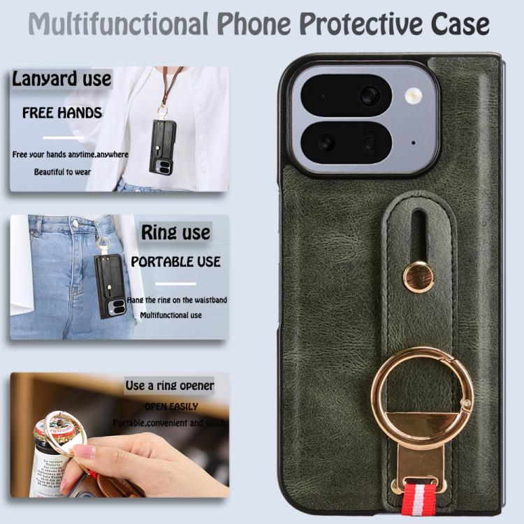 For Google Pixel 10 Pro Fold Wristband Leather Back Phone Case