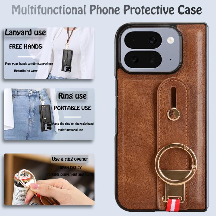 For Google Pixel 10 Pro Fold Wristband Leather Back Phone Case