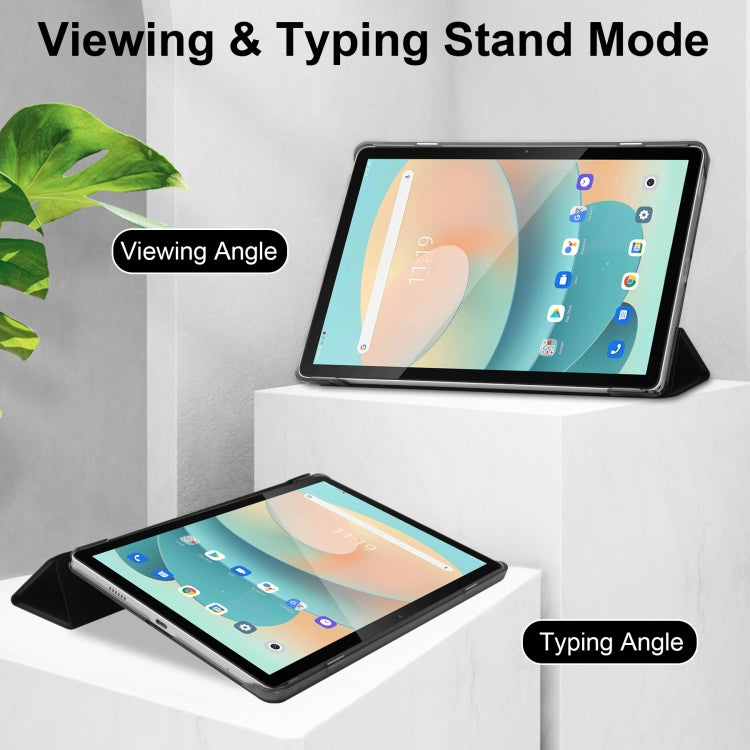 For Blackview Tab 12 / 12 Pro 3-fold Semi-transparent Frosted Smart Leather Tablet Case