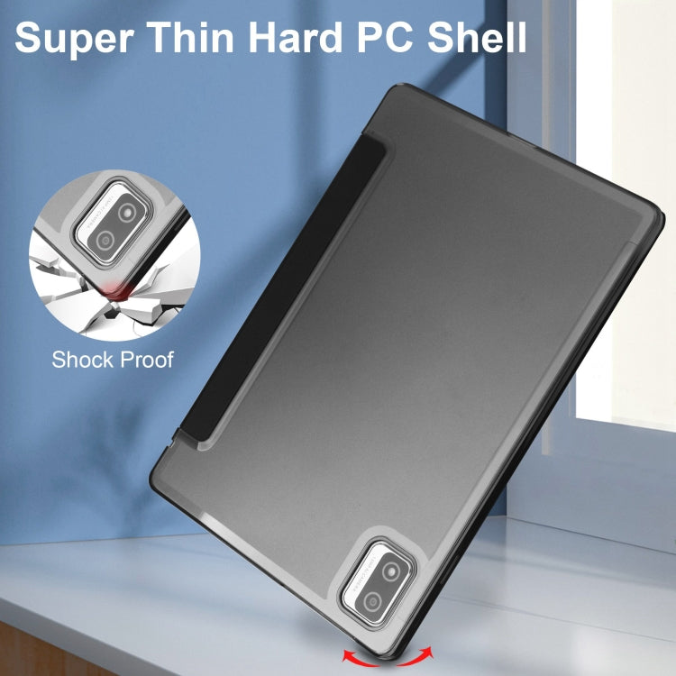 For Blackview Tab 12 / 12 Pro 3-fold Semi-transparent Frosted Smart Leather Tablet Case